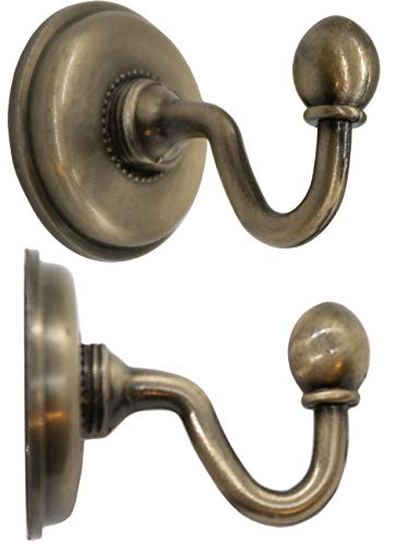 FUXXER®- 2x Antike Messing Handtuch-Haken, Wand-Haken, Klassisches Design Bronze Eisen Messing, 48 x 59 mm, 2er Set von Fuxxer