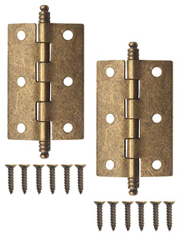 FUXXER® - 2x Antike Scharniere, Metall-Scharniere, Eisen-Scharniere, Klassisches Design, für Schränke, Schrank-Türen Truhen Kisten Dosen im Vintage Land-Haus Retro Stil, 107x51mm, bronze, 2er Set von Fuxxer