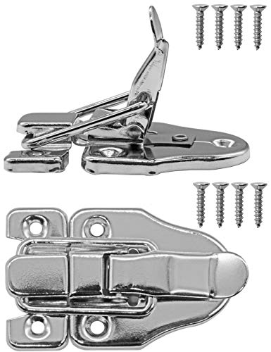 FUXXER® - 2x Verschlüsse für Truhen, Kisten, Boxen, Koffer, Metall-Beschläge, Bügel-Verschlüsse, 2er Set inklusive Schrauben,60 mm x 40 mm, 2er Set, silber von Fuxxer