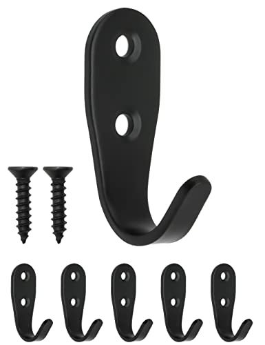 FUXXER® 5 Klassische Eisen-Haken, Garderoben-Haken, Kleider-Haken, Möbel-Haken, Küchen-Haken, Eisen Design, 5er Set schwarz (5,3 x 2,1 cm) von Fuxxer