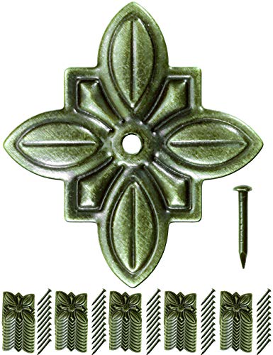 FUXXER® - 50x Antike Dekor-Nägel, Zier-Kopf-Nägel, Polster-Nägel, Möbel-Nägel, Vintage Messing Bronze Antik Optik, Flower, 30 x 27mm 50er Set von Fuxxer