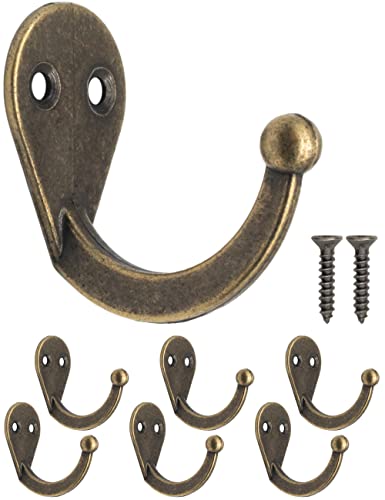 Fuxxer® - 6 Klassische Eisen-Haken, Garderoben-Haken, Kleider-Haken (Bronze) von Fuxxer