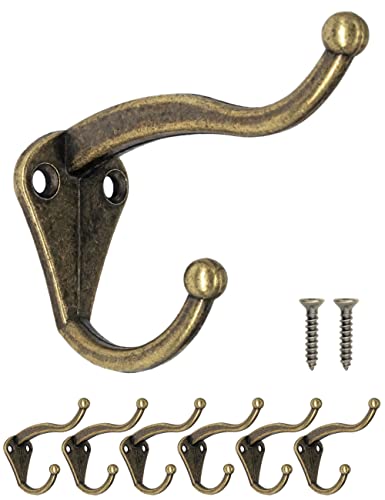 Fuxxer® - 6 klassische Eisen-Haken, Garderoben-Haken, Kleider-Haken, Hut-Haken (Bronze) von Fuxxer