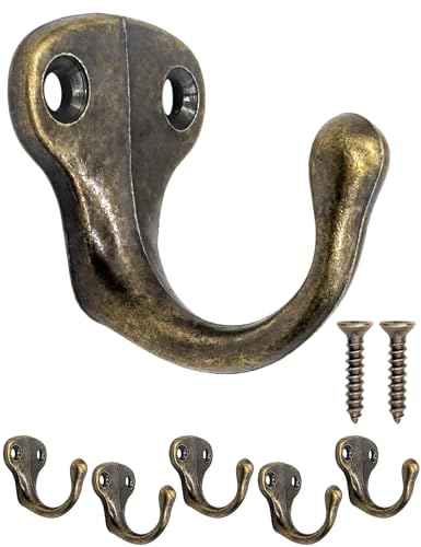 Fuxxer® - Antik-Haken, Garderoben-Haken, Handtuch-Haken Kleider-Haken, Eisen-Haken Messing Bronze Design Vintage Landhaus Retro, 5er Set von Fuxxer