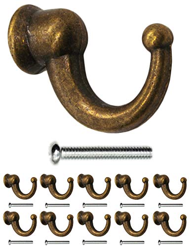 FUXXER® - Antike Garderoben-Haken, Handtuch-Haken, Kleider-Haken, Eisen-Haken, Messing Bronze Design, Vintage Landhaus Retro, 29 x 20 mm, 10er Set von Fuxxer