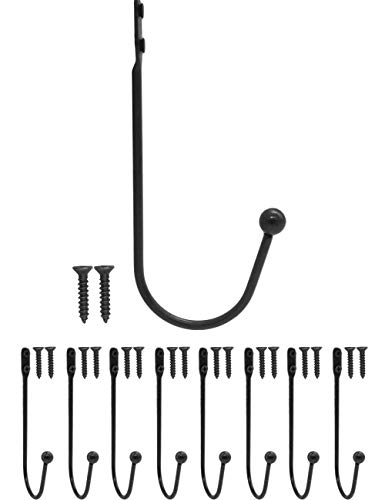 Fuxxer® Eisen-Haken, Mehrzweck Haken, Wand-Haken, 95 x 45 mm, 8er Set, schwarz von Fuxxer