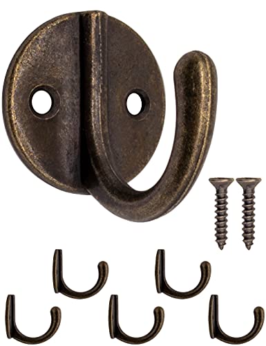 Fuxxer® - Garderoben-Haken, Handtuch-Haken, Kleider-Haken, Eisen-Haken, Wand-Haken, Klassisches Design, Rund, 5er Set, bronze von Fuxxer