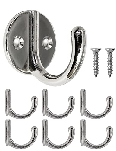 Fuxxer® - Garderoben-Haken, Handtuch-Haken, Kleider-Haken, Eisen-Haken, Wand-Haken, Klassisches Design, Rund, 6er Set, silber von Fuxxer