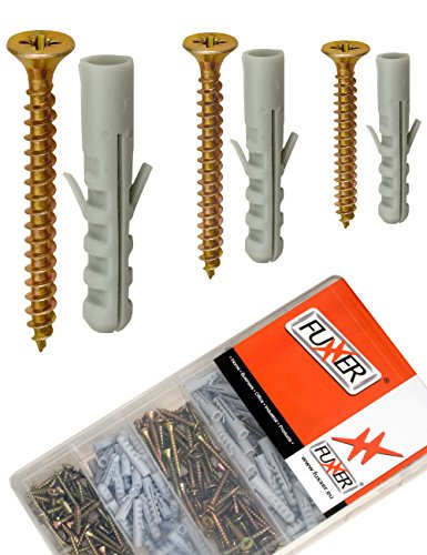 FUXXER® - Schauben-Set und Dübel-Set, Schrauben-Sortiment, Dübel-Sortiment in Sortier-Box,5er, 6er, 8er Dübel und Kreuz-Schlitz, Kreuz-Schrauben, 249-teilig von Fuxxer