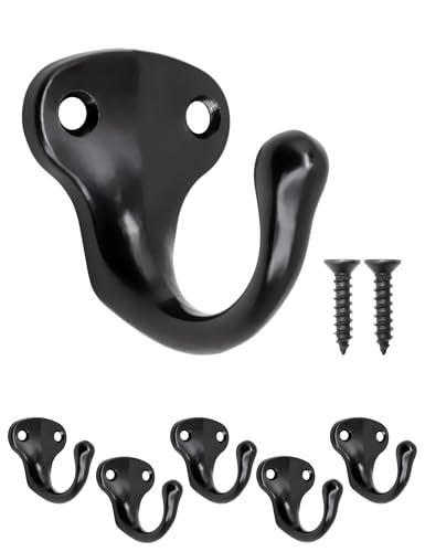 Fuxxer Antik-Haken, Garderoben-, Handtuch- und Kleider-Haken, Klassisches Design, 5er Set, schwarz von Fuxxer
