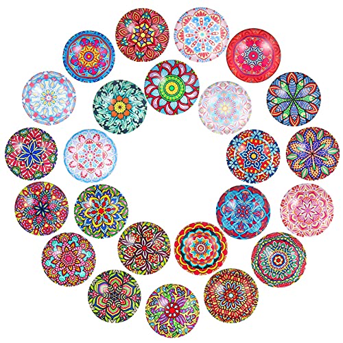 Fuyamp 24pcs Glas Mandala Kühlschrank Magnete Mandala Magnet Kühlschrank Aufkleber Kristall Glas Dekorative Magnete für Kühlschrank für Büro Schränke Whiteboards Fotos Schöne dekorative Magnete von Fuyamp