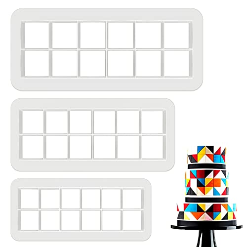 Fuyamp Fondantstecher Ausstecher Motivtorte Geometrisch Multicutter Plastik Ausstechform für Kuchen Fondant, weiß, Set of 3(Quadrat) von Fuyamp