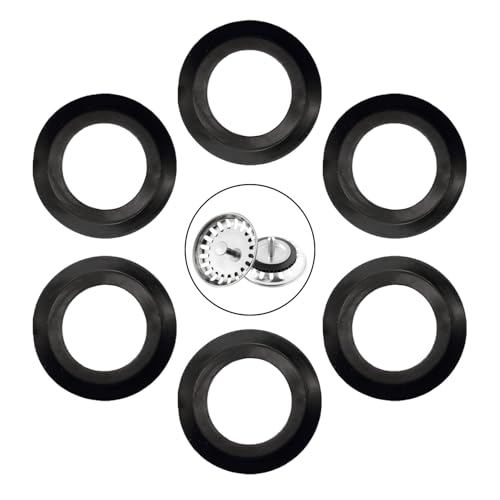 6 Stück Siebkörbchen Spüle Dichtungsring，Spüle Siebkörbchen Dichtung ，Abfluss Siebkorbdichtung ，für Ø78-83mm Siebkorb, Abflussstopfen Dichtungsring(Schwarz) von FuzlPnag
