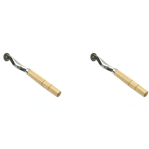 Fuzzbat 2 Stück Holzgriff Overneedle Rad Leder Nadel Abstand Papier Perforieren Werkzeug Roulette 2 mm von Fuzzbat