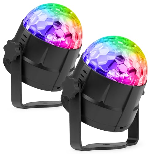 Fuzzix Tornado Mini Discokugel 2er Set, Partylicht 360 Grad rotierende RGB Lampe, Fernbedienung, Decken- und Saugnapfhalterung, LED Kugel, Discolicht Partylicht Musikgesteuert, LED-Ball, Disco Licht von Fuzzix