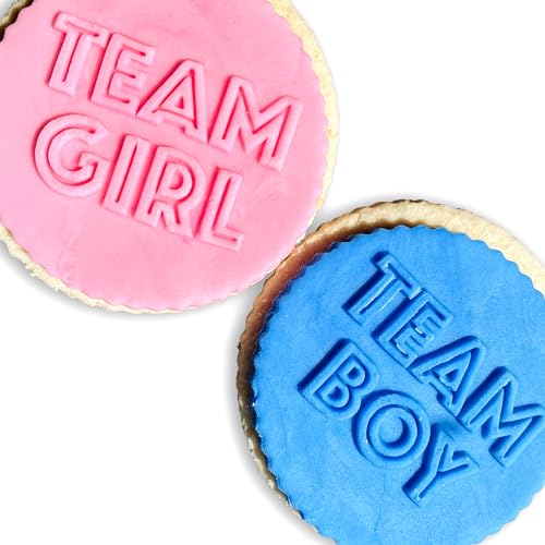 Team Girl/Boy Icing Stamp Embosser Stamp - 6.1 cm - Set of 2 - Set of 2 - Fondant for Biscuits, Cookies, Cupcake Topper Decorations Stencil for Baby Shower Gender Reveal Team Girl/Boy Icing Stamp Embosser Stamp - 6.1 cm - Set of 2 - Set of 2 - Fondant for Biscuits, Cookies, Cupcake Topper Decorations Stencil for Baby Shower Gender Reveal von Fuzzy Cactus