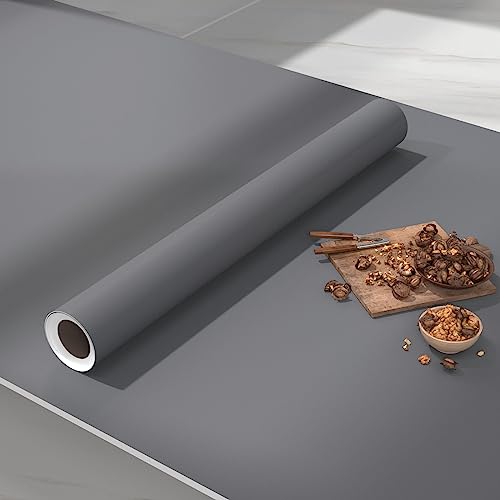 Fvlow Grau Selbstklebende Tapete Möbelfolie Grau Klebefolie Möbel Selbstklebende Folie Küchenfolie Selbstklebend Tapete Schlafzimmer Yapete Wohnzimmer 40CM×1000CM von Fvlow