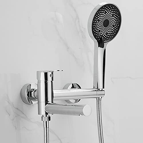 Badewannenarmatur Wannenarmatur Mit 3 Strahlarten Handbrause Messing Wandmontage Einhebel Wannenbatterie, Badewanne Wasserhahn, Chrom von Fw