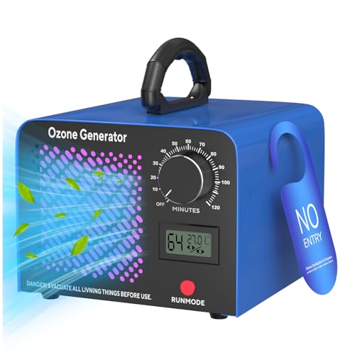 Ozongenerator 65,000mg/h, Ozonisator Industrieller Ozongerät O3 mit 120 Min Timer, Temperatur, Luftfeuchtigkeit, Ozongerät bis zu 300㎡ O3 Ozonisator für Garagen Wohnung Hotels Küche Haustiere Gerüche von Fwiull