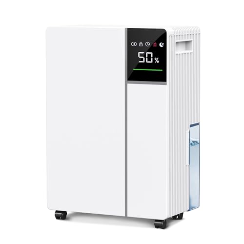 Fwoueot 16L/24h Luftentfeuchter Elektrisch, Raumentfeuchter mit Kompressor,Entfeuchter für Räume bis zu 45m² (120m³), Automatische Abtauung, 3 Modi, 24h Timer, Großer Tank 2L Mit Rädern,Schlafzimmer von Fwoueot