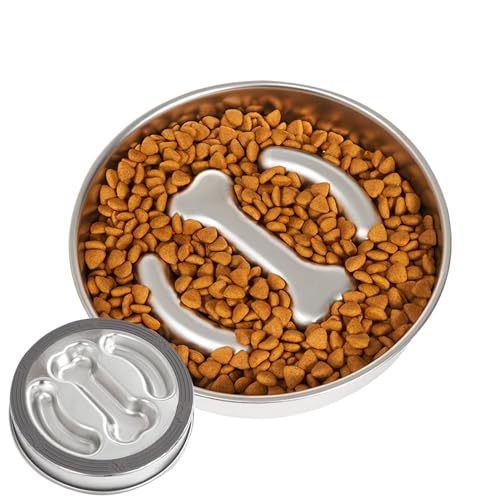 FxaumsGxuk Verlangsamer Futternapf Für Hunde,Edelstahl Napf Zum Langsamen Fressen Für Hunde | Kippsichere Schüssel Mit Rutschfester Basis Für Große Und Mittlere Hunderassen Zur Gesundes Fressen von FxaumsGxuk