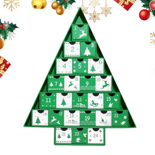 FxaumsGxuk Weihnachts Countdown Kalender Boxen | 24-Tägiger Leerer Adventskalender Zum Selbstbefüllen,Nummerierte Winterfest-Schmuckdose Für Schmuck Nugat Minerale Spielzeug Süßigkeiten von FxaumsGxuk
