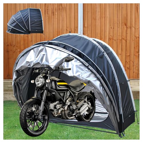 Fahrradgarage Hängen 2 in 1 Fahrradzelt mit 210D Oxford-Gewebe PU4000 Wasserdicht Motorrad Plane Gartengerätehaus,Black von Fxiaobin