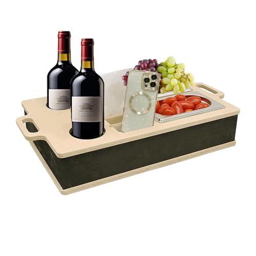 Fxiaobin couchbar snackbox ， Couch-Caddy mit Getränkehalter Serviertablett-Organizer ， Couch-Getränkehalter-Tablett für Snacks, Getränke und Weingläser von Fxiaobin