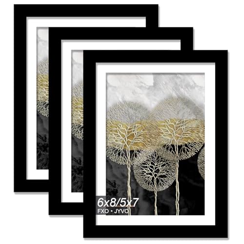 Fxojyvo Bilderrahmen, 3 Stück, 15,2 x 20,3 cm, Schwarz, Matt, Hochtransparent, Modern, Kunststoffrahmen, Passepartout oder ohne, 12,7 x 17,8 cm Fxojyvo Bilderrahmen, 3 Stück, 15,2 x 20,3 cm, Schwarz, Matt, Hochtransparent, Modern, Kunststoffrahmen, Passepartout oder ohne, 12,7 x 17,8 cm von Fxojyvo