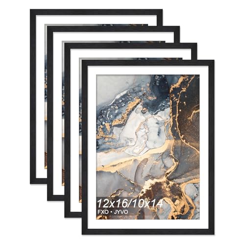 Fxojyvo Schwarzer 12 x 16 Rahmen 4er Set, Display Bild 10x14 mit Passepartout oder 12x16 ohne Passepartout, Holz-Bilderrahmen mit Holzmaserung für Diamant-Kunstmalerei, 30 x 40 cm, 4 Packungen Fxojyvo Schwarzer 12 x 16 Rahmen 4er Set, Display Bild 10x14 mit Passepartout oder 12x16 ohne Passepartout, Holz-Bilderrahmen mit Holzmaserung für Diamant-Kunstmalerei, 30 x 40 cm, 4 Packungen von Fxojyvo