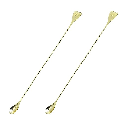 2PCS Löffel Rührlöffel 304 Edelstahl Lange Bar Eislöffel Doppelseitige Rührlöffel Langen Cocktaillöffel modernes geschirr (GD2, One Size) von Fycakly