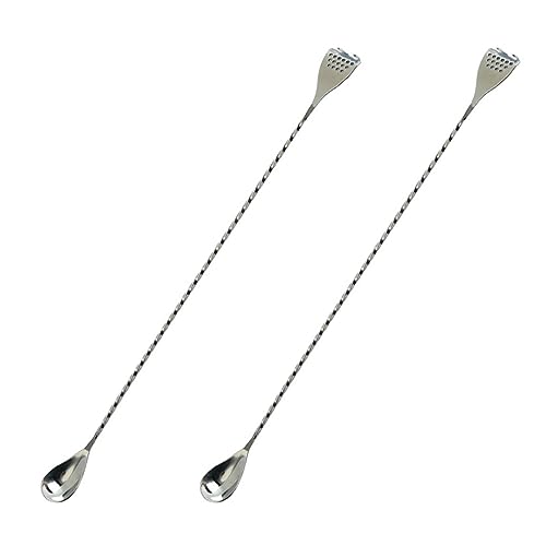 2PCS Löffel Rührlöffel 304 Edelstahl Lange Bar Eislöffel Doppelseitige Rührlöffel Langen Cocktaillöffel modernes geschirr (Silver, One Size) von Fycakly