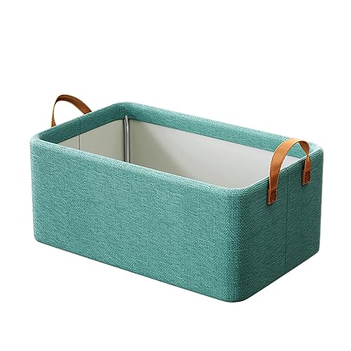 【47 * 28 * 20 cm】 【26 l】 Zusammenklappbare Aufbewahrungsbox mit Stahlrahmen: Tragbarer Kleidungs-Organizer mit verstärktem Stoff Metallrahmen, 26 l Fassungsvermögen ​​Kartonagen für (Grey, One Size) von Fycakly
