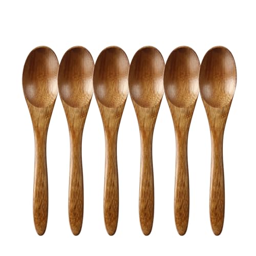 6 stücke Solide Holz Löffel Japanische Löffel Kleine Holz Kaffee Rühren Geschirr weissgeschirr (Coffee, One Size) von Fycakly