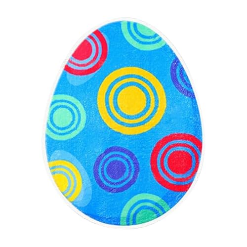 Badezimmer Garnitur Teppich in Eierform mit Osterhasen-Motiv, Fußmatte mit Osterhasen-Motiv, rutschfest, waschbar, Cartoon-Hasen-Teppich mit rutschfestem Gummi auf der Rückseite, kann (E, One Size) von Fycakly