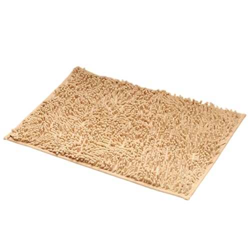 Badezimmer-Teppich 19x31in Küchenmatte Badezimmerteppiche Leichte Badematten Badezimmerteppich Rutschfeste Badezimmermatte Weich Bequem Pelzig Langlebig Verdickter Badezimmerteppich (Beige, 50x80cm) von Fycakly