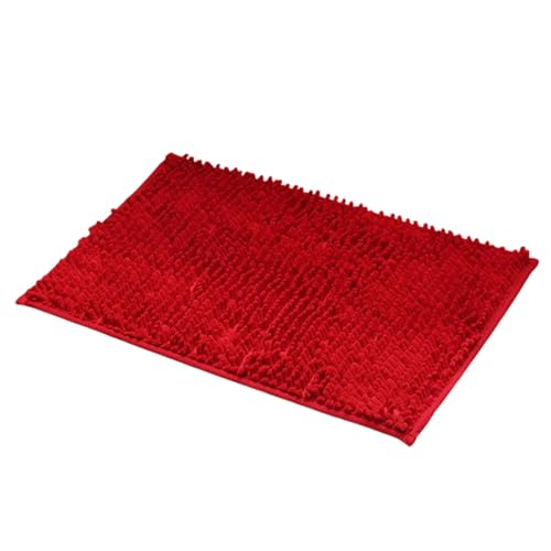 Badezimmer-Teppich 19x31in Küchenmatte Badezimmerteppiche Leichte Badematten Badezimmerteppich Rutschfeste Badezimmermatte Weich Bequem Pelzig Langlebig Verdickter Badezimmerteppich (Red, 50x80cm) von Fycakly