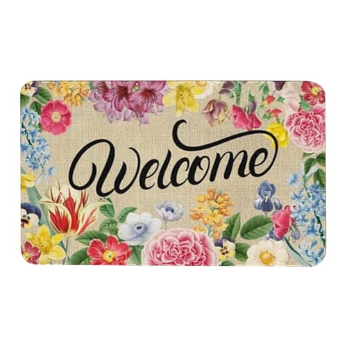 Badezimmer Teppich Groß Frühling Tag Fußmatte Elegante Eingangsbereich Teppich Hause Dekorative Bodenmatte Erfüllt Familie Willkommen Matte (Khaki, 40X60CM) von Fycakly