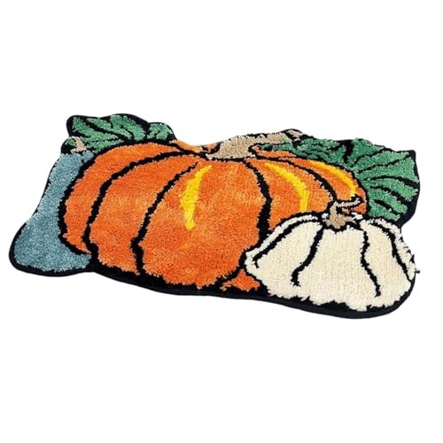 Badezimmer Teppich Groß Fußmatte mit Kürbismotiv für Halloween und Thanksgiving, 59,9 x 90,9 x 1,1 cm, Kunstwollteppich für den Herbst (5 Festliche Designs), rutschfeste Matte für (E, 31x21x4cm) von Fycakly