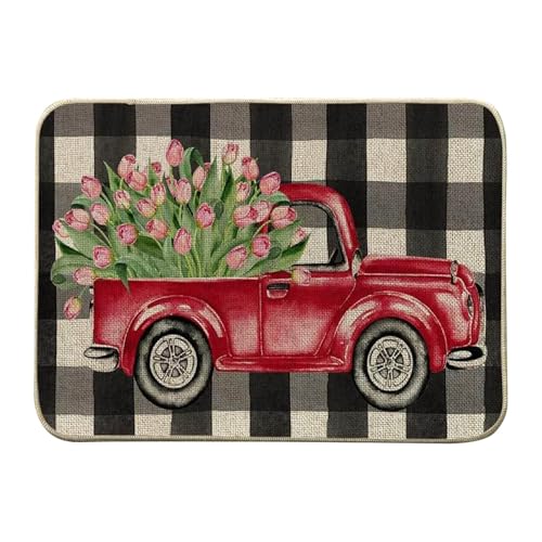 Badezimmer-Teppich Türmatte „Spring Day“, eleganter Eingangsteppich, dekorative Fußmatte für Zuhause, erfüllte Familien-Willkommensmatte. (Grey, 40X60CM) von Fycakly