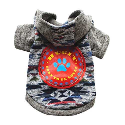 Fycakly Dog Coat Sweatshirts Bekleidung Stitch Tiere Winterhemd Farbe Katze Druck Kleidung Tierkleidung Hundefellkleidung gemütlich (Grey, XL) von Fycakly