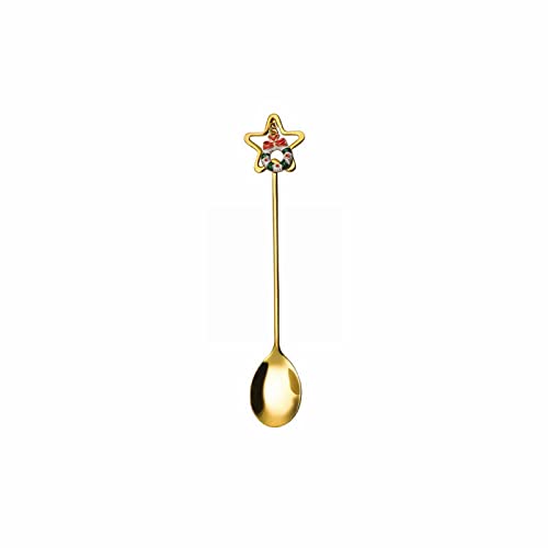 Edelstahl-Geschirr-kreativer netter Weihnachtsstern-Löffel-Frucht-Gabel-Kaffee-Nachtischlöffel schwarzgeschirr (K, One Size) von Fycakly