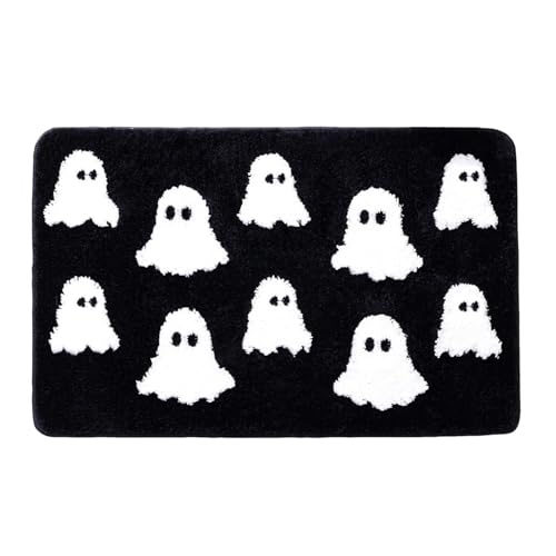 Flauschiger Teppich Halloween Dekoration Imitation Teppich Komfortable Wasser Absorption Einfach Zu Pflege Für Kaffee Tisch (Black, 50x80cm) von Fycakly
