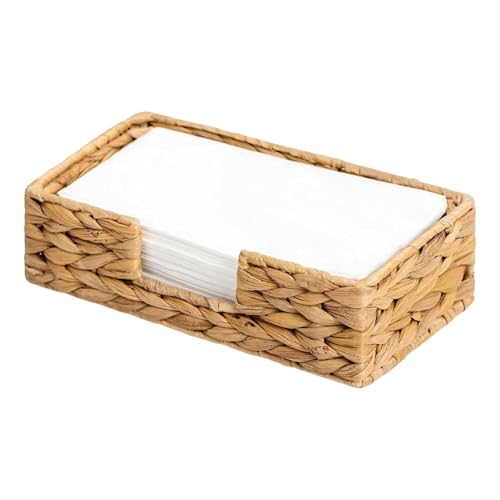 Fycakly 1 Stück Serviettenhalter aus gewebtem Rattan mit Wasserhyazinthe, 9,5 x 5,1 x 2,8, rechteckiger Papierhalter aus Korbgeflecht für Tisch und Badezimmer, ​​Bettenwäsche (Light Green, 22x13cm) von Fycakly
