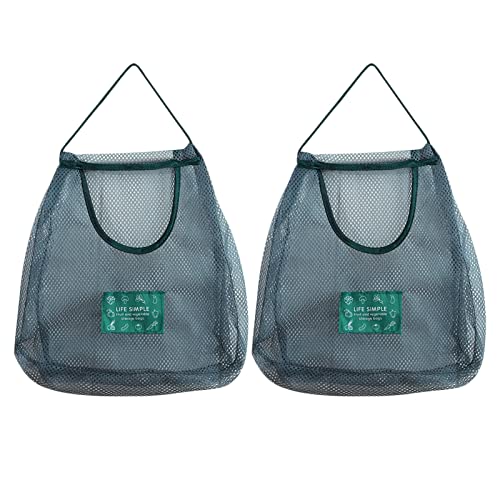 Fycakly 2PCS Hängende Gemüse Obst Lagerung Tasche Küche Kleinigkeiten Hängen Wand Typ Polyester Atmungsaktive Lagerung Net Tasche Bettwäsche Organizer von Fycakly