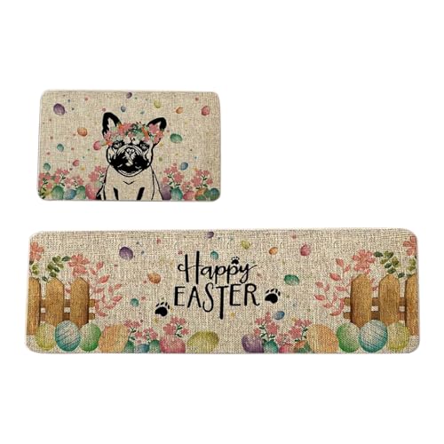 Fycakly Badematte rutschfest 2-teiliges Teppichset mit Ostermotiv, leicht zu reinigen, perfekt als Dekoration für das Zuhause. (Brown, 120CM) von Fycakly