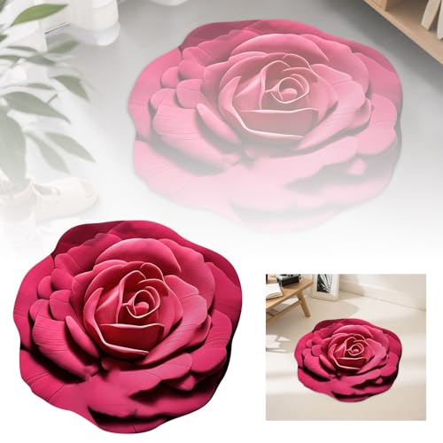 Fycakly Badezimmer Matte aus Blumen und Kieselgur, Bodenmatte mit 3D-Blumendesign, doppelt rutschfest und saugfähig, schnelltrocknender Badezimmerteppich für Schlafzimmer oder Ankleidebereich (C, A) von Fycakly