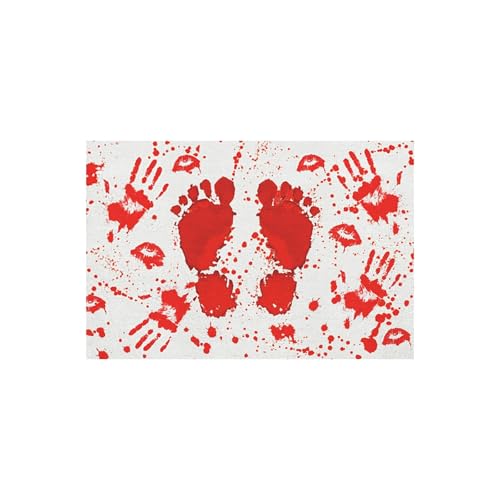 Fycakly Badezimmer-Teppich Halloween-Fußmatte, gruseliger Willkommensteppich für drinnen und draußen, saisonale Feiertags-Bodenmatte für die Dekoration von Home-Partys (White, 80cm) von Fycakly