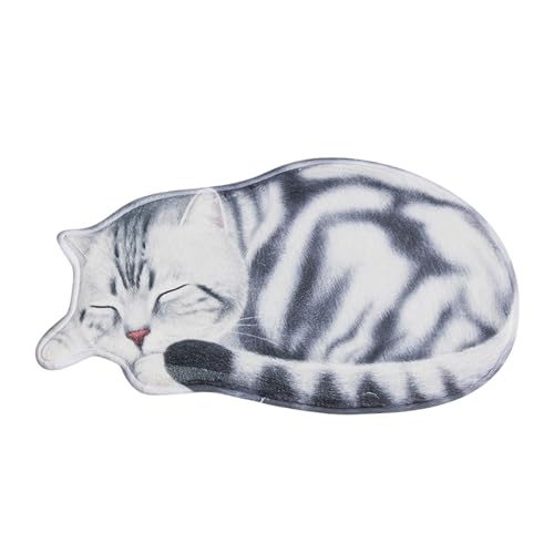 Fycakly Badezimmer Teppich in Katzenform, weich und saugfähig, Katzen-Badematte, rutschfeste Bodenmatte, waschbarer Badezimmerteppich, geeignet für Schlafzimmer, Küchen und Wohnzimmer (B, 40x76cm) von Fycakly