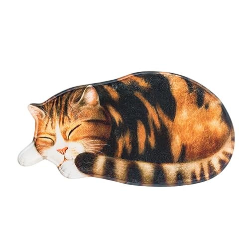 Fycakly Badezimmer Teppich in Katzenform, weich und saugfähig, Katzen-Badematte, rutschfeste Bodenmatte, waschbarer Badezimmerteppich, geeignet für Schlafzimmer, Küchen und Wohnzimmer (C, 40x76cm) von Fycakly